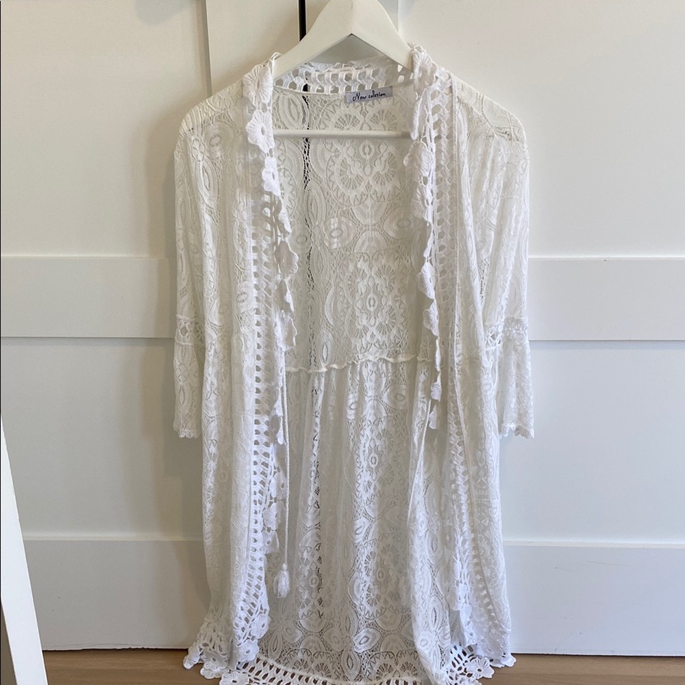 White Lace Kimono Cardigan